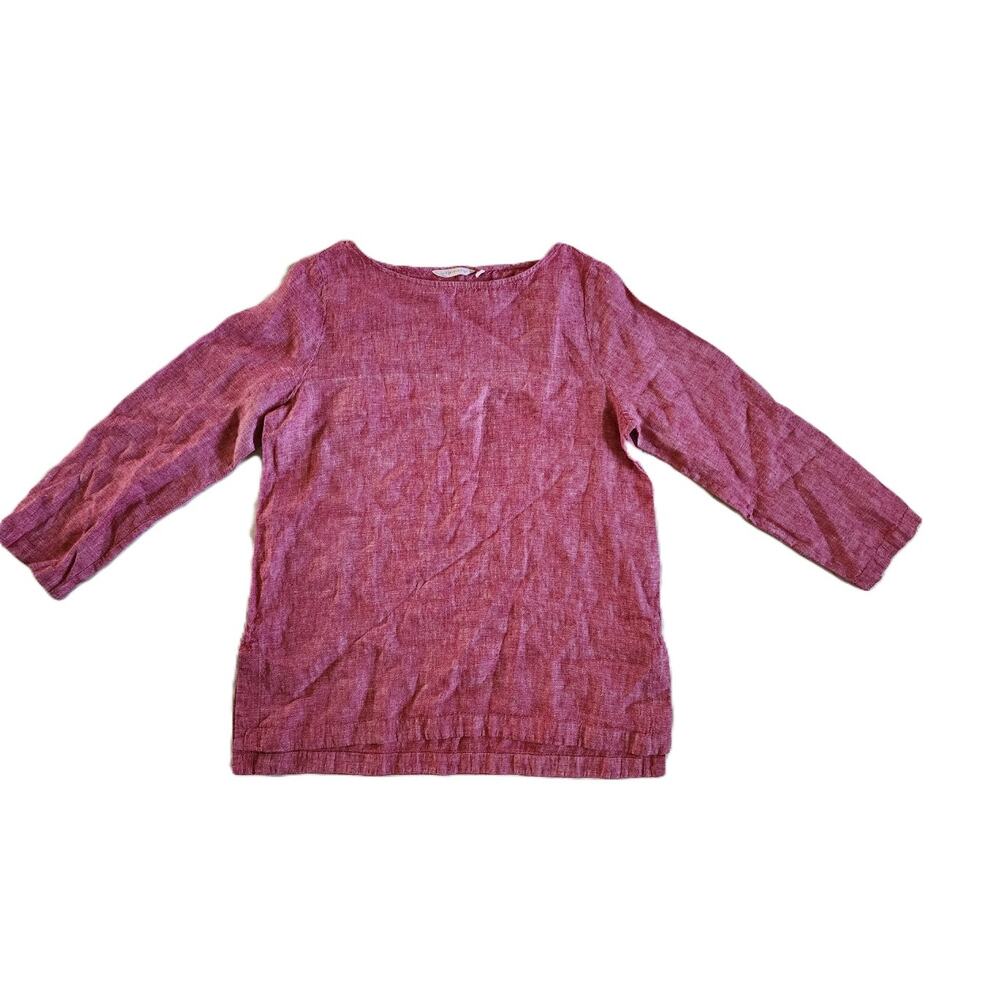Soft Surroundings Sz PM Sorbetti Linen Tunic Top Marled Red Lagenlook Flowy
